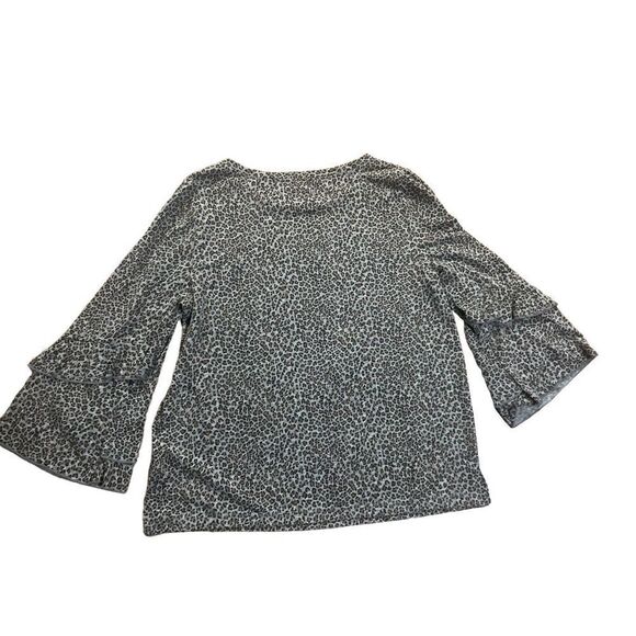Anthropologie T.La Chelsea Ruffled Tee Leopard Print Ruffle Sleeve Top medium gr - Picture 4 of 11